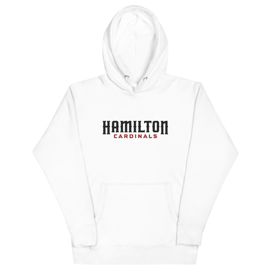 Hamilton Cardinals White Hoodie with Embroidered Wordmark